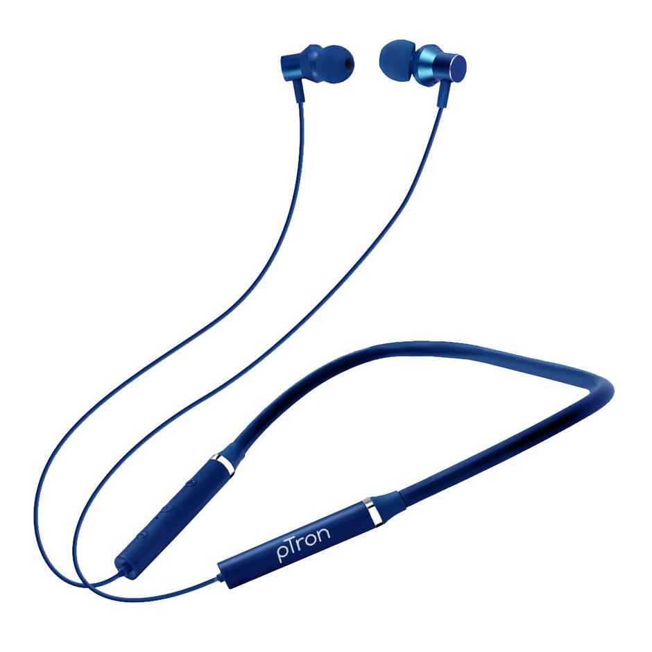 pTron Tangentbeat Bluetooth Neckband | Hd Calls | 18H Playtime | Sound Dual Device Pairing - Dark Blue