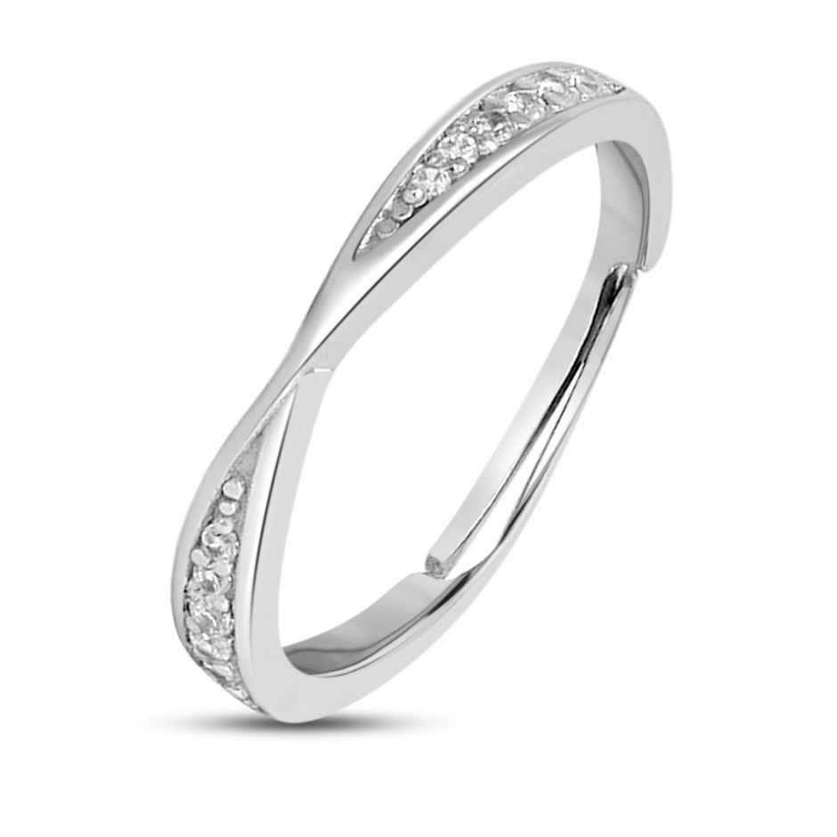 Zavya One line CZ Rhodium Plated 925 Sterling Silver Ring