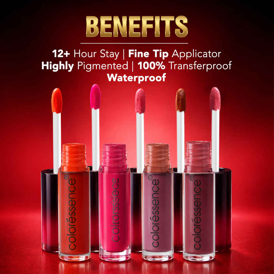 Coloressence Dusk to Dawn Liquid Lipstick Kit (4 Shades) | Free Lip Gloss | Waterproof|Long Lasting