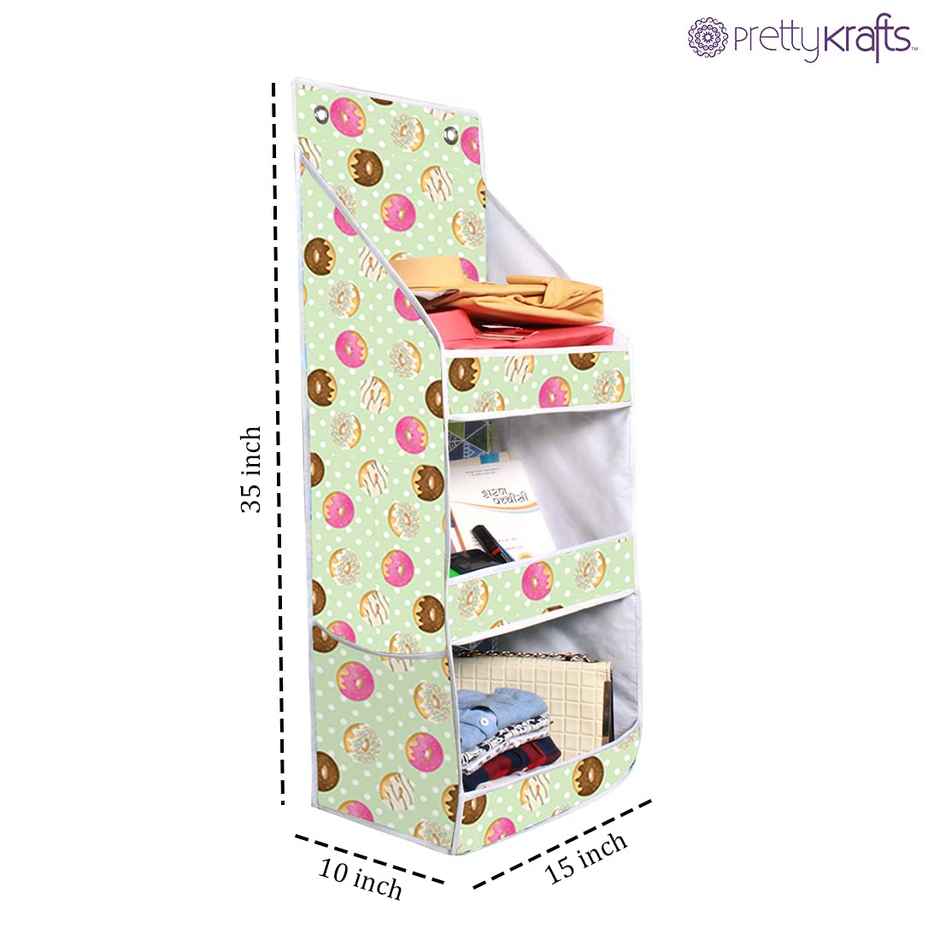 PrettyKrafts Folding Wall Hanging Shelf - Fun Rack Doughnut Design, Space-Saving Storage Organizer