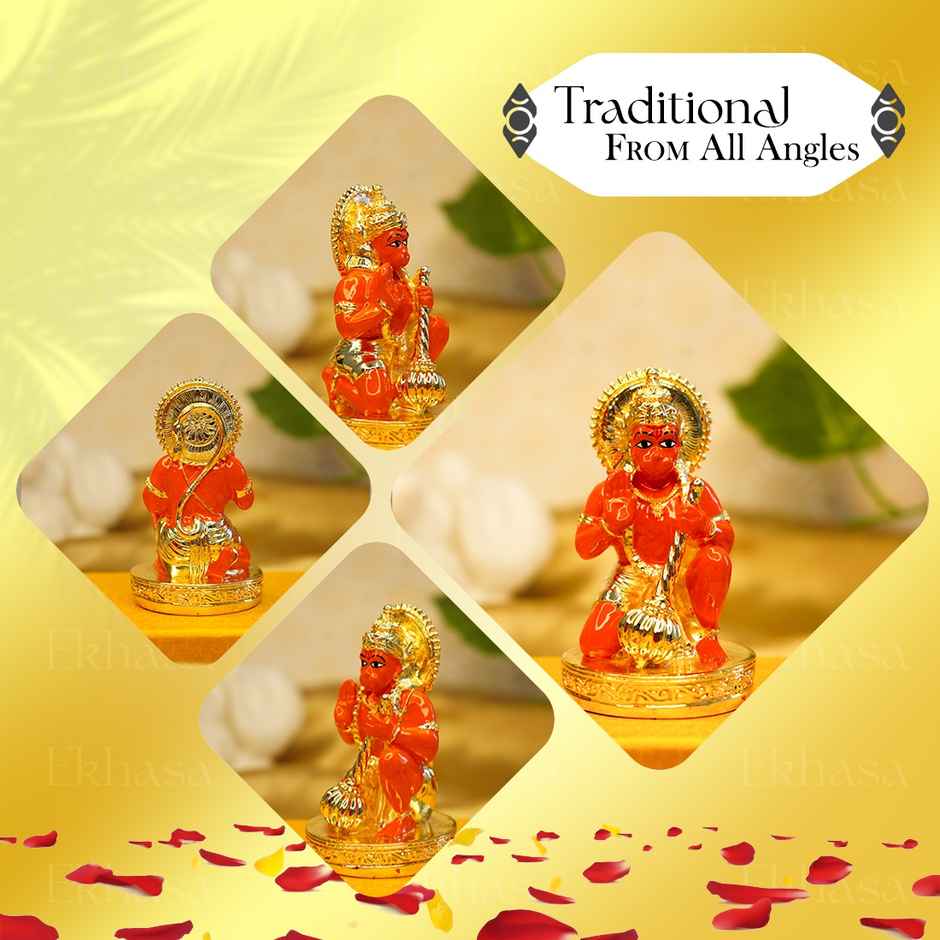 Ekhasa Hanuman Ji Murti | 7.5 cm | Lord Hanuman Idol For Home Puja, Office Desk And Car Dashboard