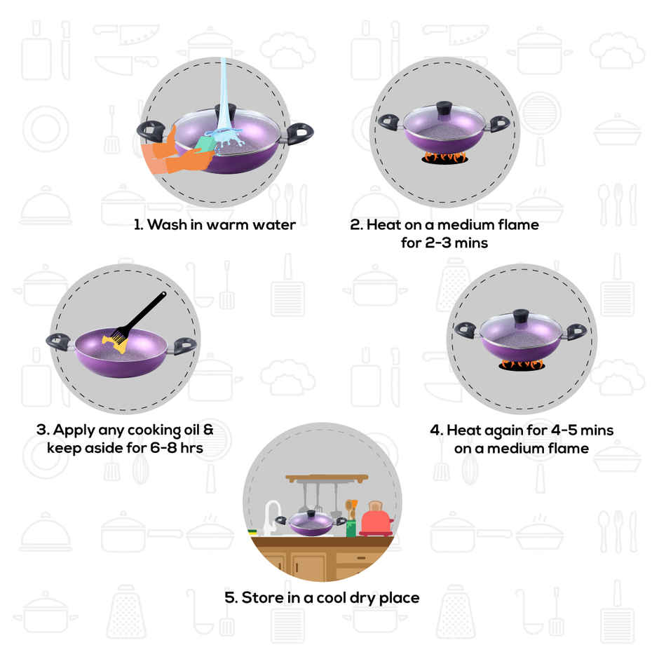 Wonderchef Tivoli Induction Bottom Non-Stick Kadhai with Lid | 2 L - 24 cm