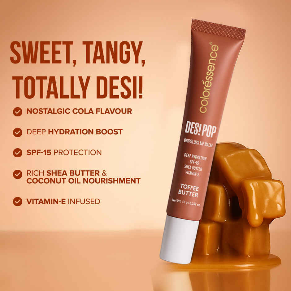 Coloressence Desi Pop DripGloss Lip Balm - Toffee Butter | UltraSoft SPF 15 Vitamin E