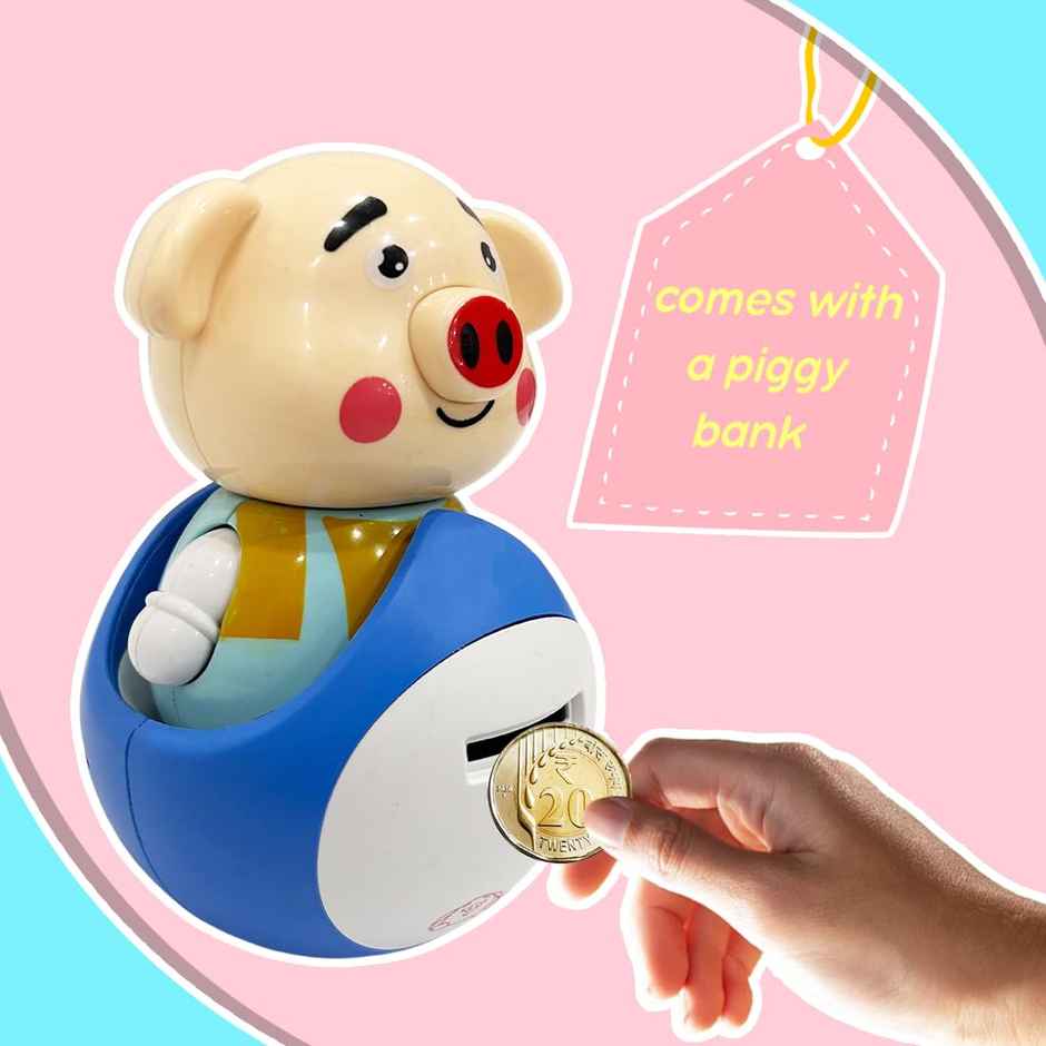 Wembley Roly Poly Money Bank With Light & Music | Piggy Coin Bank With Lock Toy For Kids