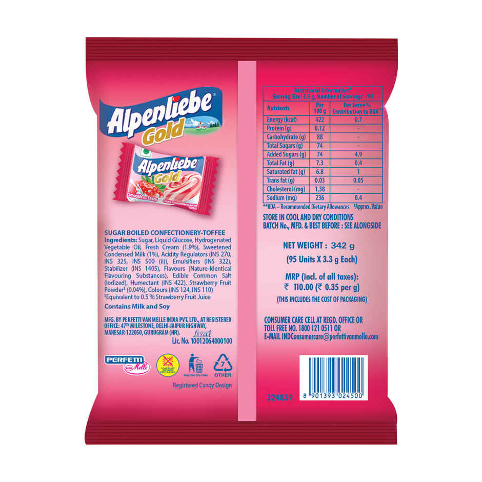 Alpenliebe Gold Cream Strawberry Toffee | 95 pcs