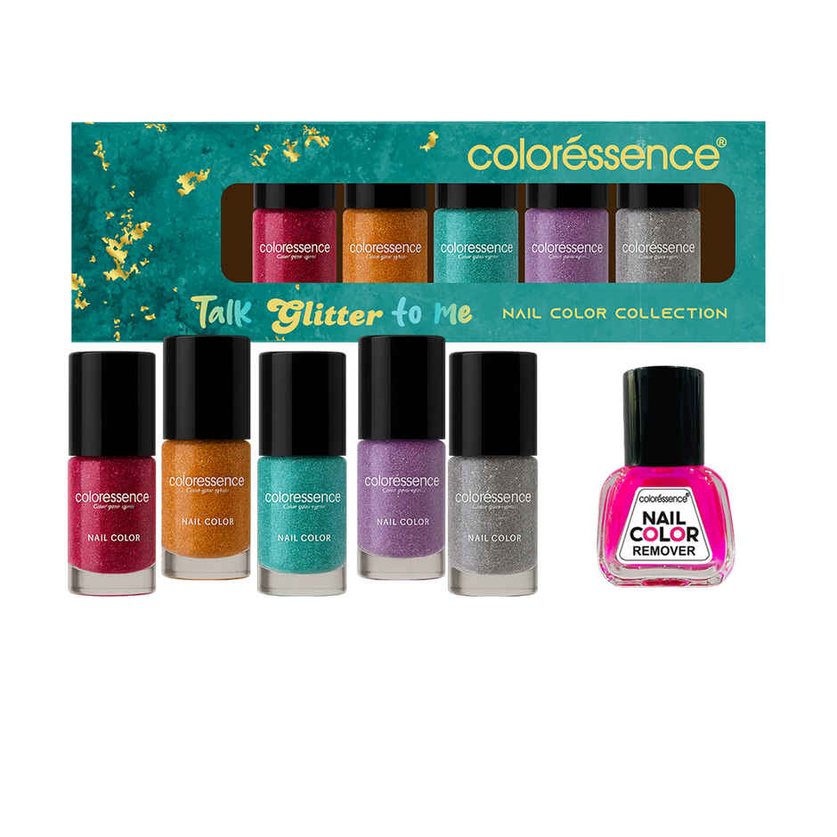 Coloressence Talk Glitter To Me | Glitter Nail Paint Kit | Quick-Dry, Long-Lasting Sparkle