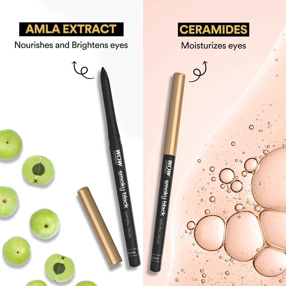 Wow Skin Science Smoky Black 90% Natural Kajal Water Proof & Smudge Proof Long Lasting