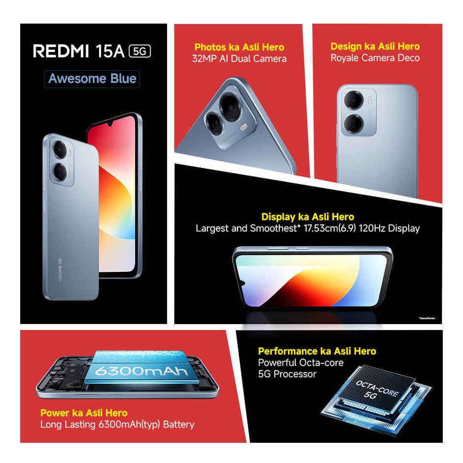 Redmi 15A 5G | 4GB RAM | 64GB Storage | Awesome Blue