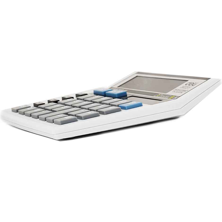 Deli 12 Digit Calculator, Dual Power, Desktop Calculator, White