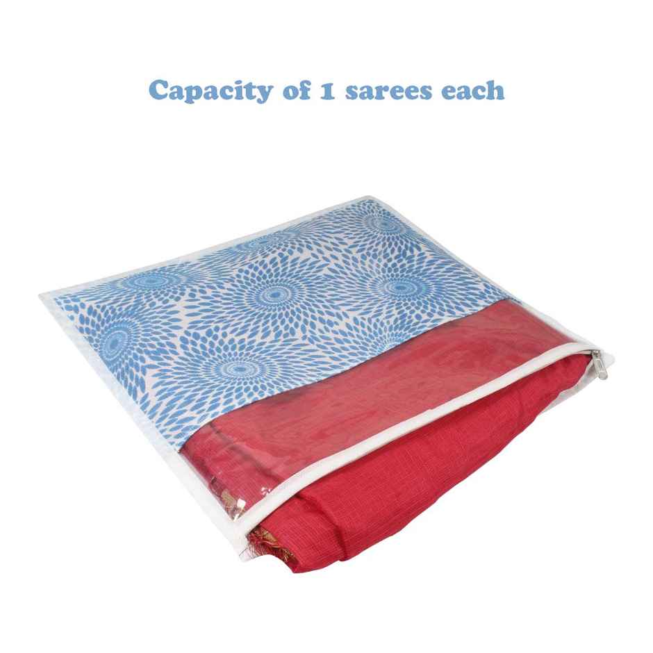 PrettyKrafts Blue Saree Covers | Cloth Covers for Sari & Wardrobe Storage - Transparent