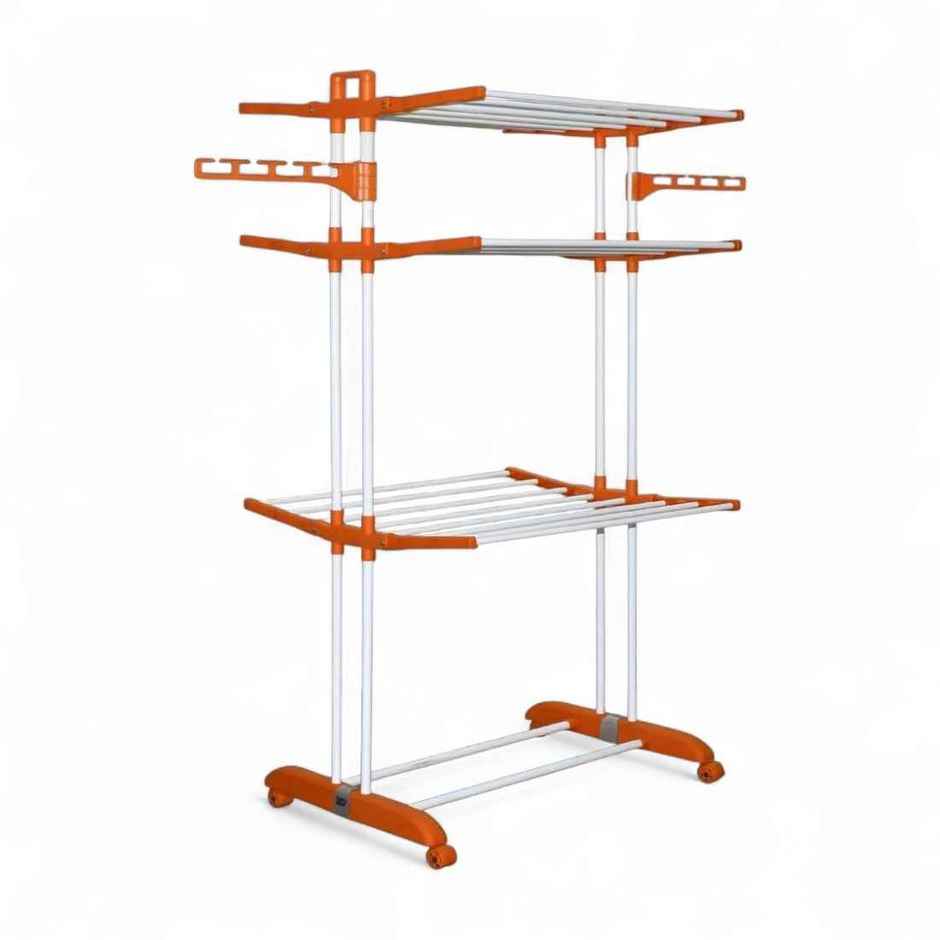 Bathla 3-Level Modular Cloth Drying Stand - Terra | Steel | Orange