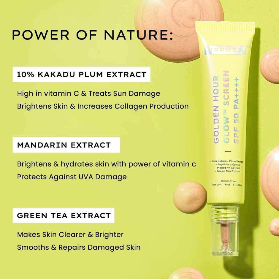 Hyphen Golden Hour Glow Sunscreen SPF 50 PA++++ For Dewy - Bright Skin| High UVA-B Protection