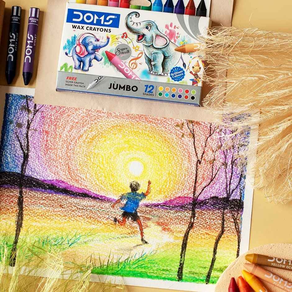 Doms Jumbo Wax Crayons 12 Shades Combo