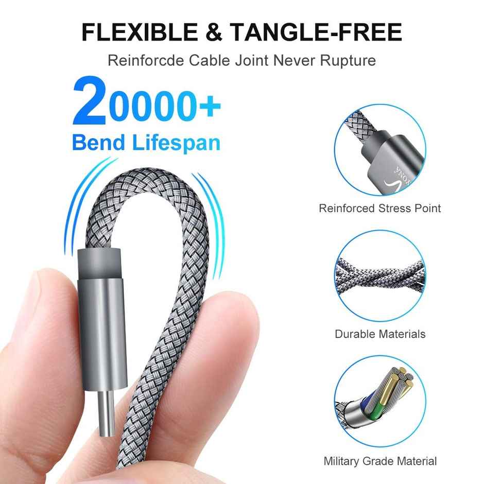 Wayona Usb C To Usb C 65W Short Powerbank Fast Charging Cable Iphone Samsung Oneplus 0.25M Grey