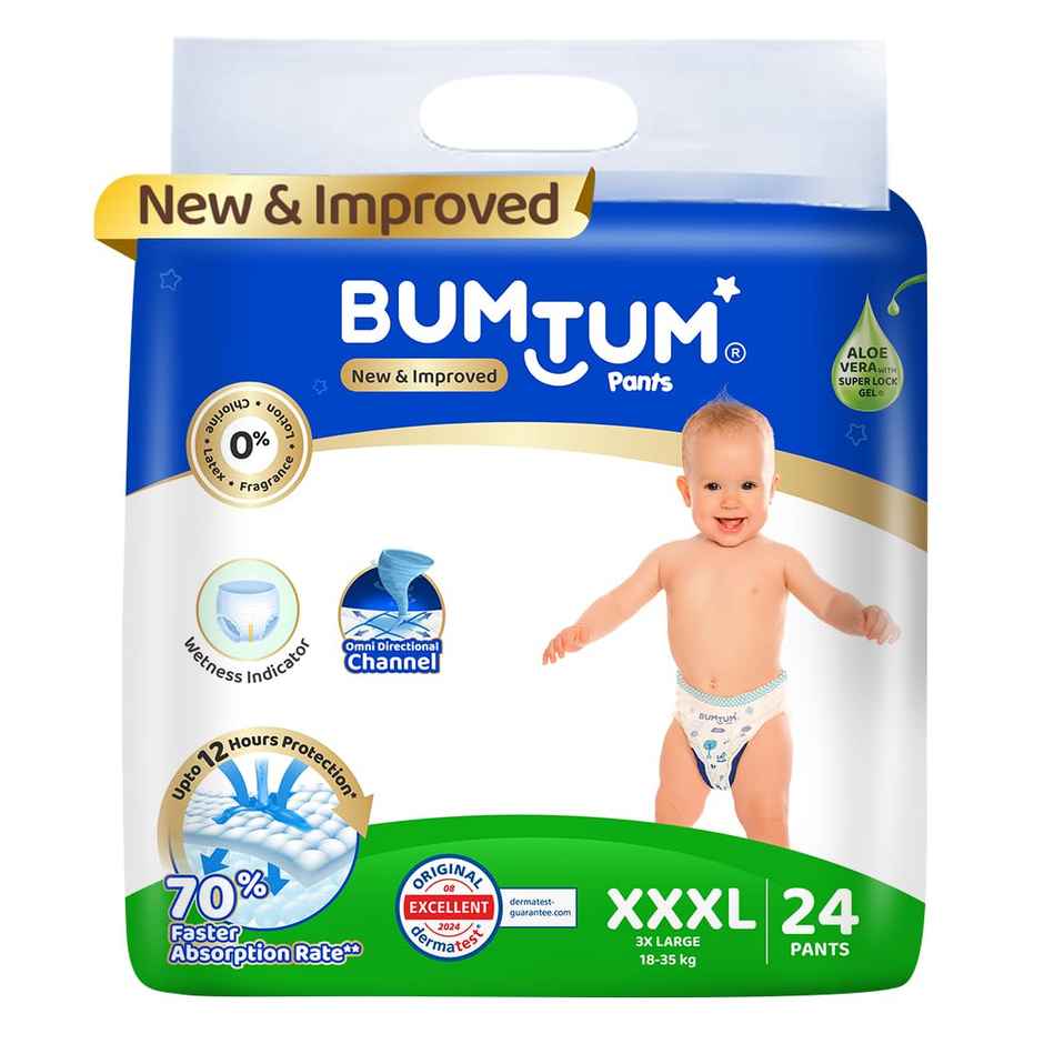 Bumtum Baby Diaper Pants, Double Layer Leakage Protection (Xxxl 24 Count)
