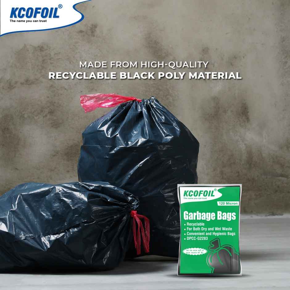 Kcofoil Small Garbage Bag | 17 x 19 | 14 Bags - 120 Micron