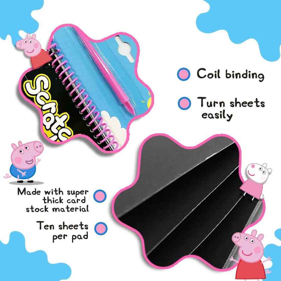 Wembley Peppa Pig Scratch Art Book DIY Magical Scratch Book with Story & Pen, Gift for Kids