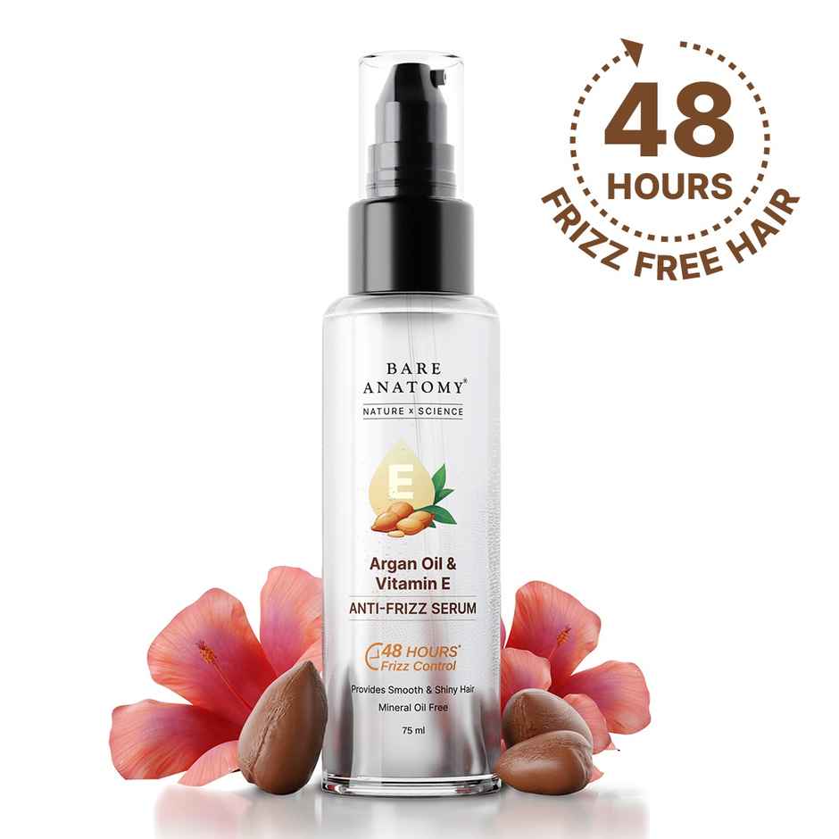Bare Anatomy Argan & Vitamin E Anti-Frizz Hair Serum - 48H Frizz Control, Smooth & Shiny Hair