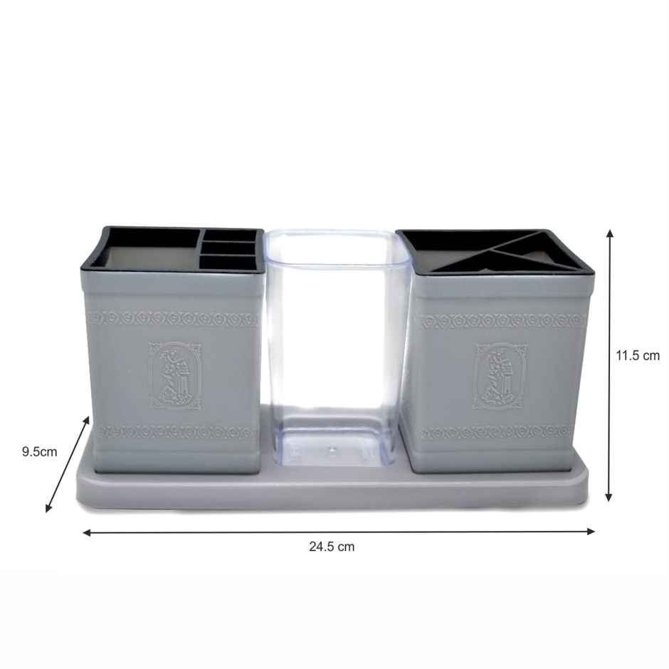 Flair Galaxy Desk Organizer - Grey, 3-Compartment Cutlery Stand