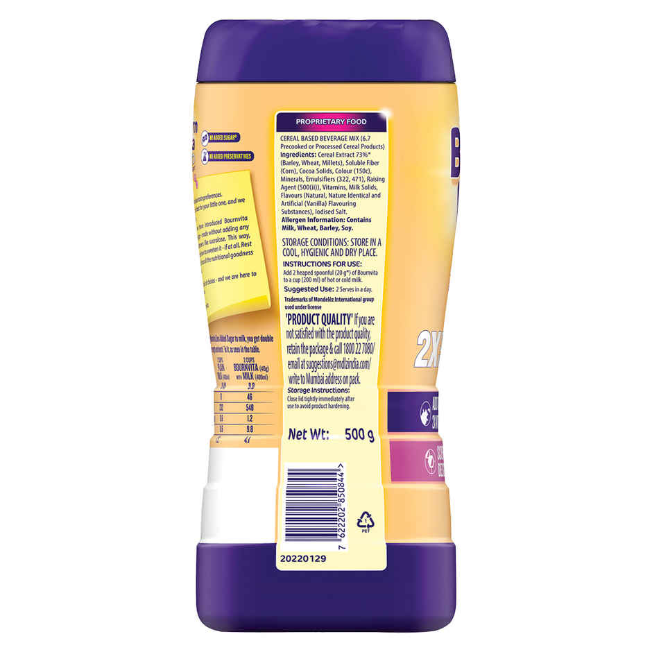 Cadbury Bournvita Zero Added Sugar Nutrition Drink Jar