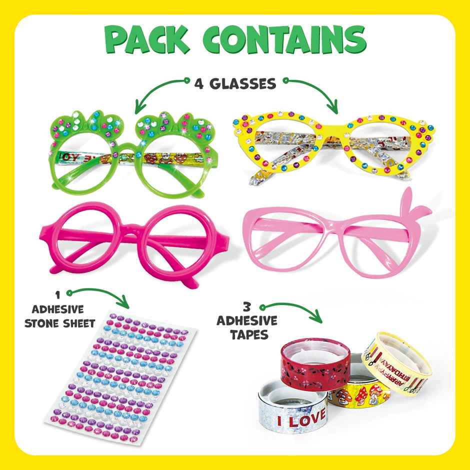 Wembley Kids Craft DIY Glasses Jewelry Making Kit 4 Sunglasses with Stone Stickers & Craft Tape