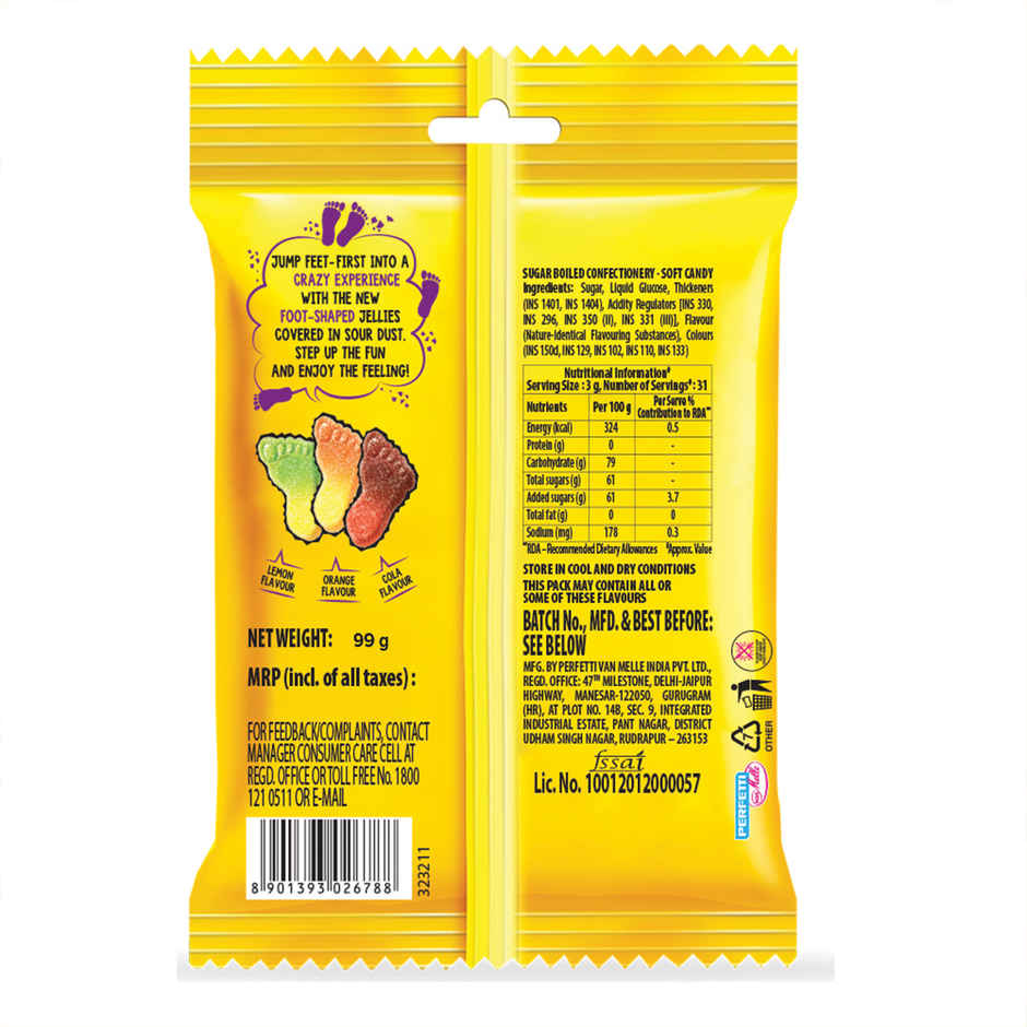 Chupa Chups Sour Crazy Feet Assorted Flavour Soft Candy