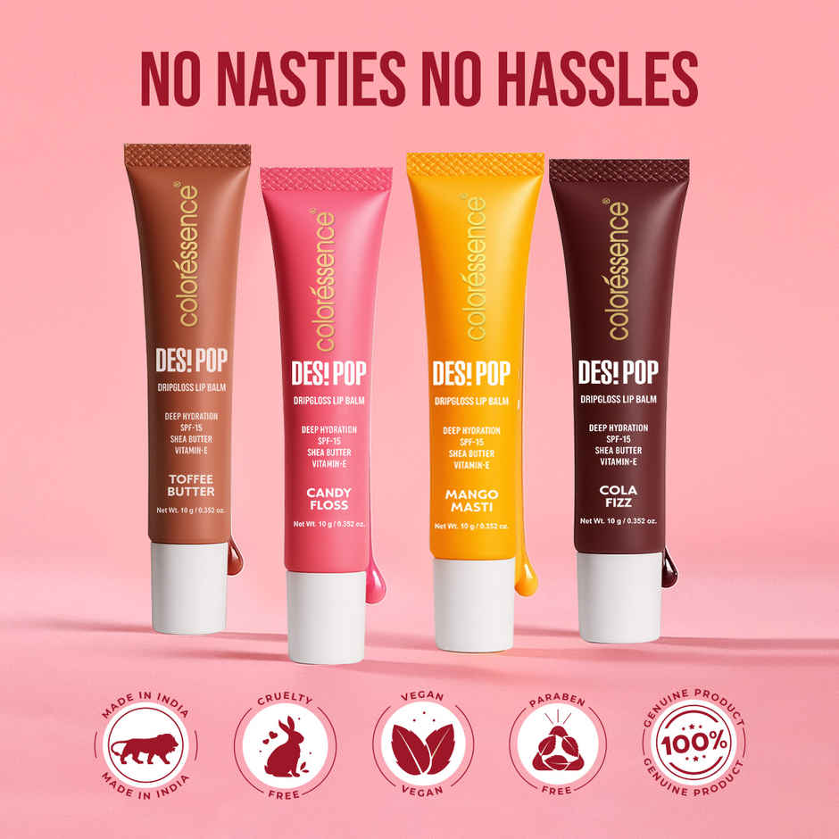 Coloressence Desi Pop DripGloss Lip Balm - Toffee Butter | UltraSoft SPF 15 Vitamin E