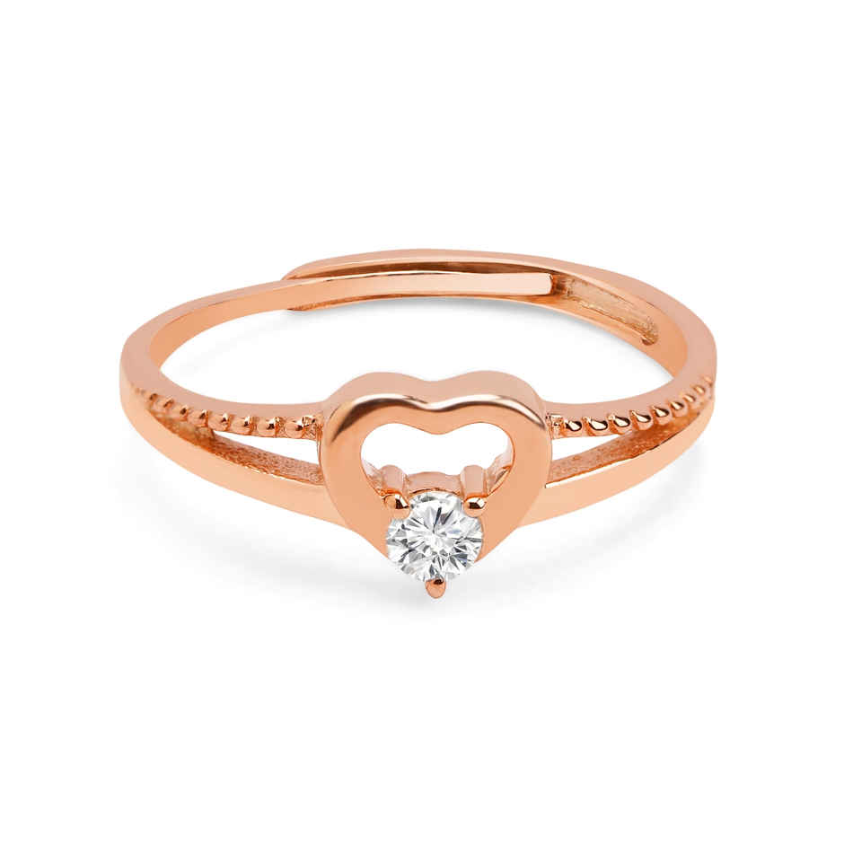 Zavya Heart CZ Rose Gold Plated 925 Sterling Silver Ring