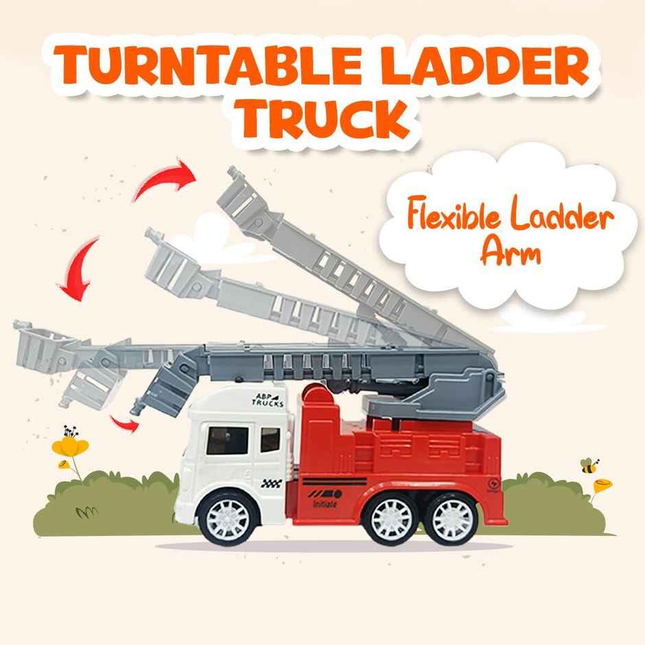 Toybharat 4Pcs Fire Truck Set | Friction-Powered Tanker | Man Lifter | Pumper | Ladder | Assorted