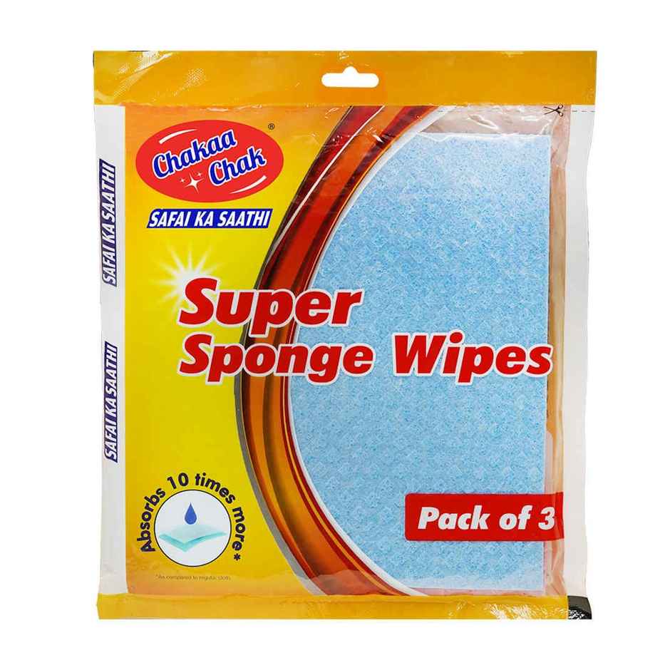 Chakaachak Sponge Wipes Resusable Kitchen Cleaning Cellulose Sponge- Easy to use & Multi- color Pack of 3