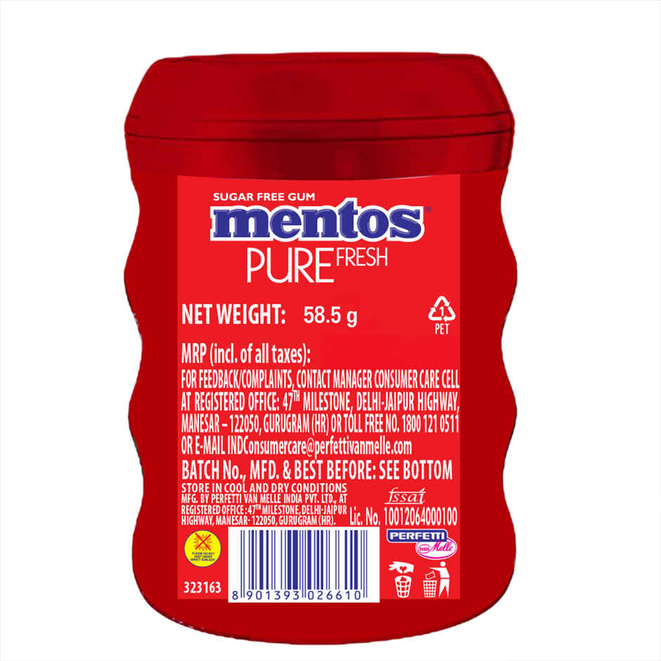 Mentos Pure Fresh Sugarfree Strawberry Chewing Gum Bottle