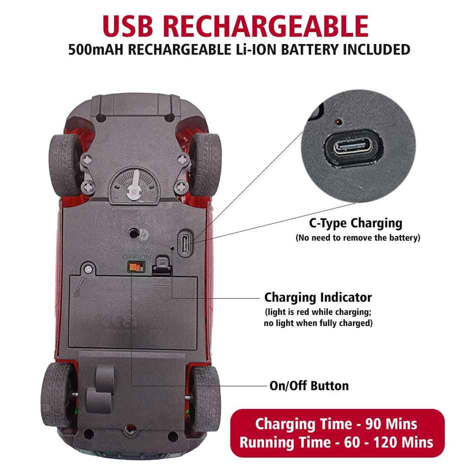 Wembley Usb Rechargeable Remote Control Car Toys For Boys Rc Car Toys For Kids - Red