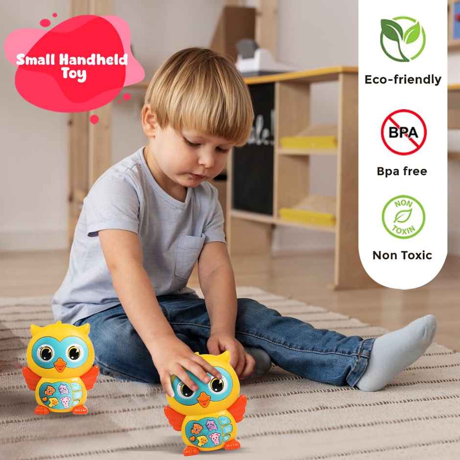 Wembley Owl Baby Musical Toys With Music Led Lights Animal Sounds Crawling Toys-Yellow