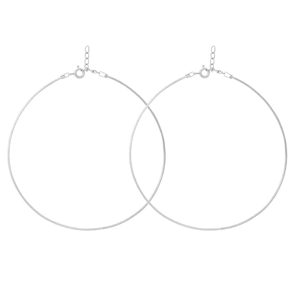 Zavya SolidRhodium Plated 925 Sterling Silver Chain Anklet - Pair