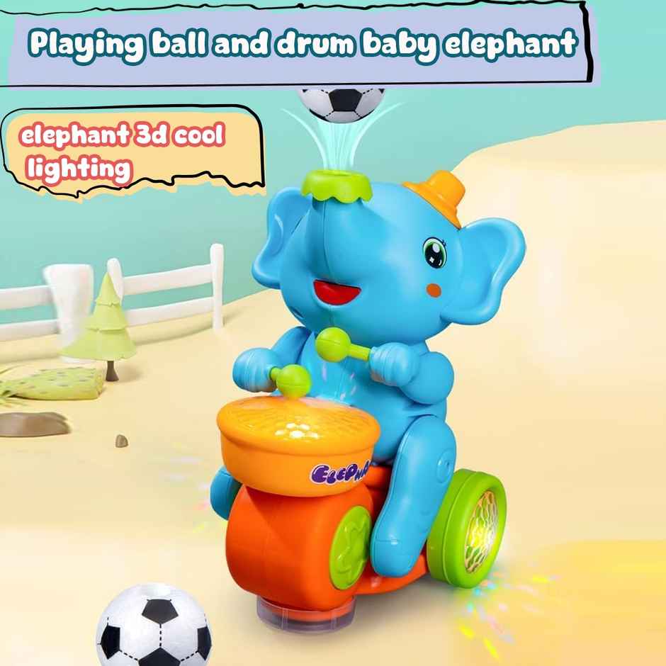 Wembley Elephant Toy with Levitation Floating Ball LED Lights & Music Drum Toy Battery Operated