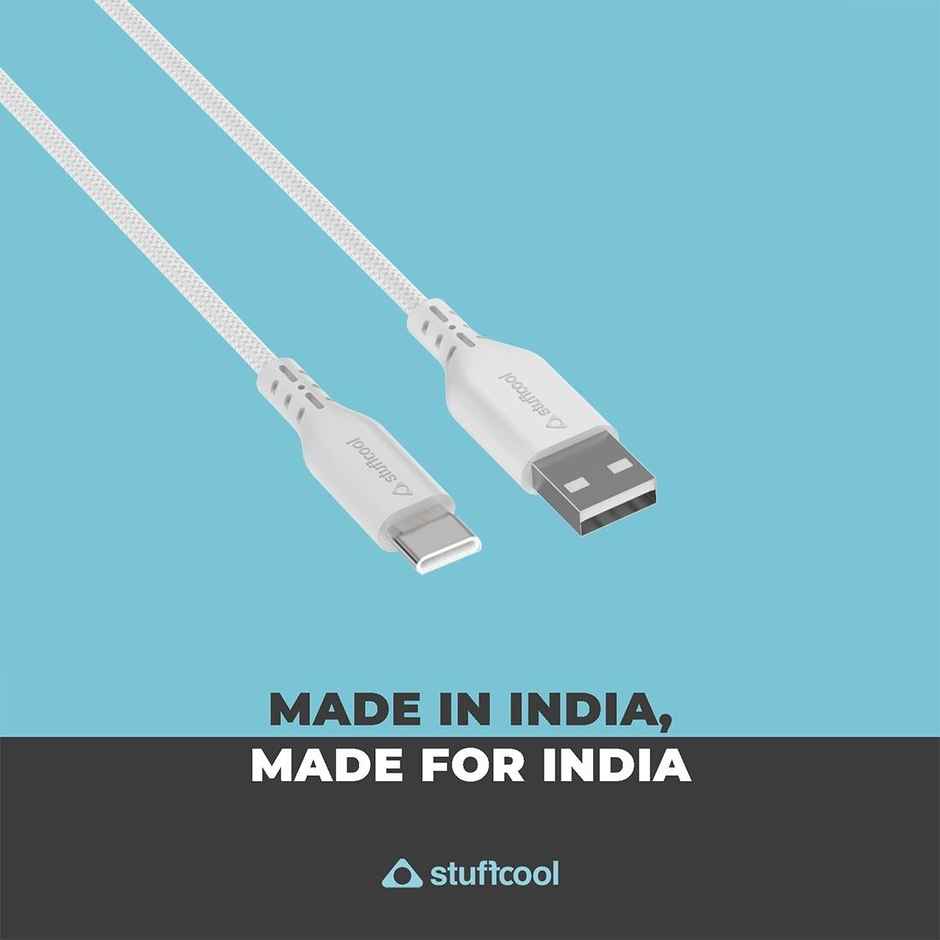 Stuffcool Alto Charging Cable - White | Supports up to 65W Fast Charging | 1.2 Meter Length