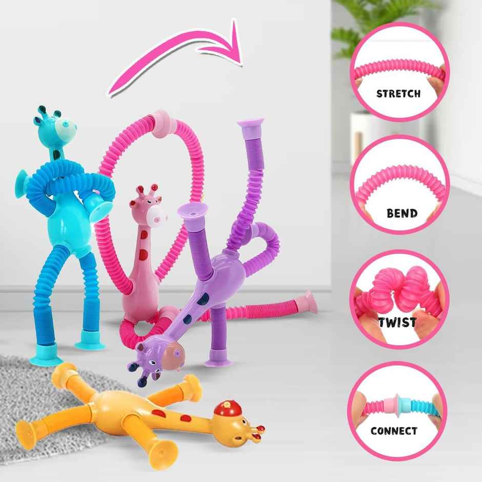 Wembley Telescopic Suction Cup Giraffe Toy Led Shape Changing Toys- (Pack Of 1) (Colour May Vary)
