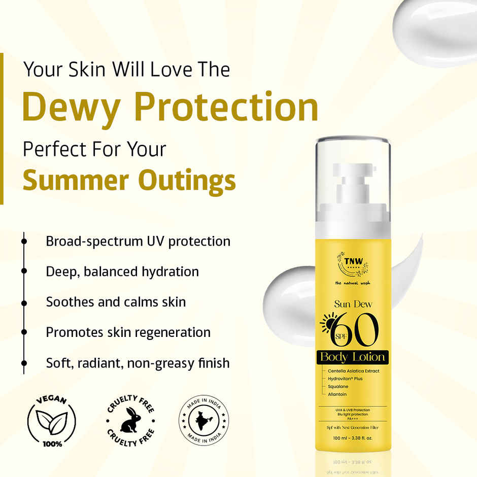Sun Dew SPF 60 Body Lotion | PA+++ UVA/UVB & Blue Light Protection | Centella & Squalane