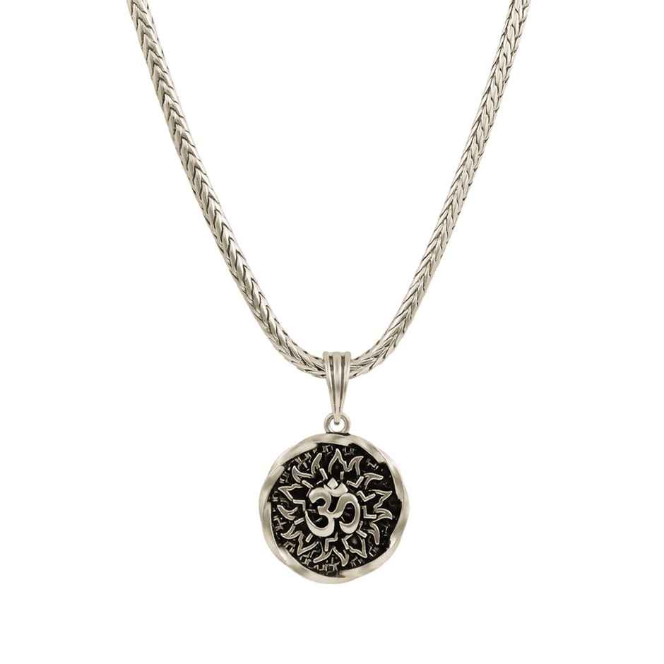 Nakabh Men's Locket Pendant Rhodium 50 Cm | NAK-2304216