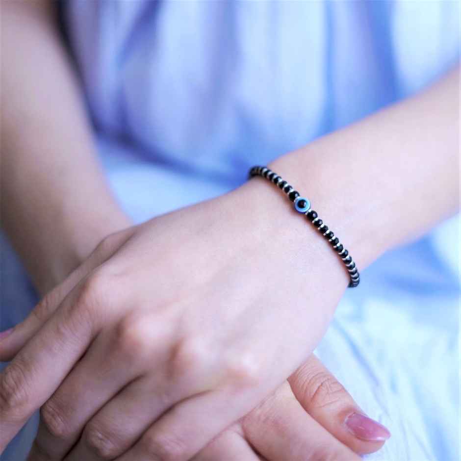 Zavya Evil Eye Rhodium Plated 925 Sterling Silver Nazaria Bracelet