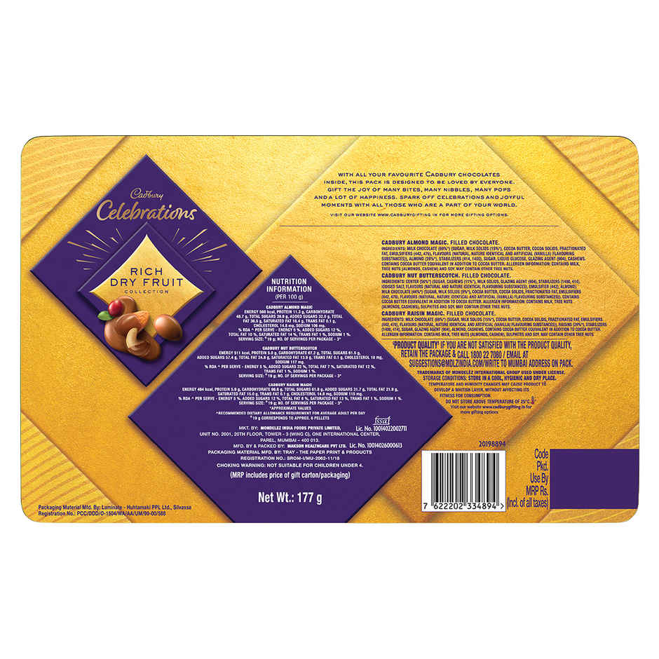 Cadbury Celebrations Rich Dry Fruit Collection Chocolate Diwali Gift Pack Combo