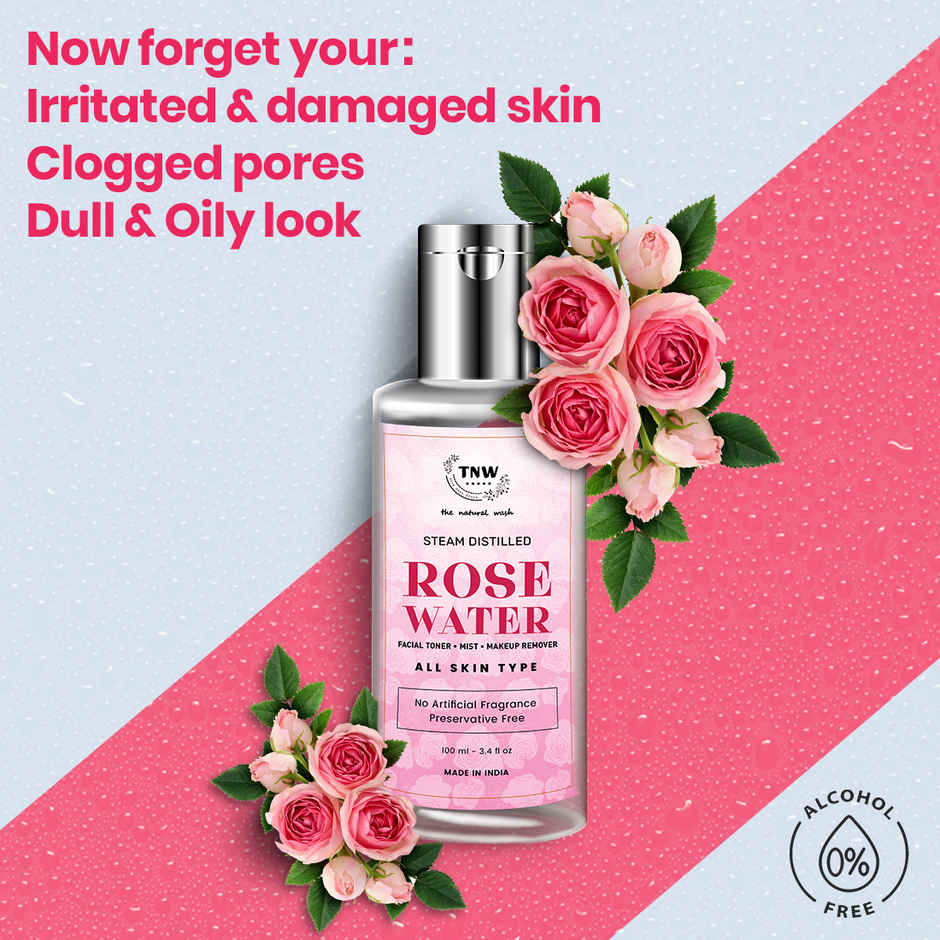 The Natural Wash Steam Distilled Rose Water for Toning & Hydrating | No Artificial Fragrance