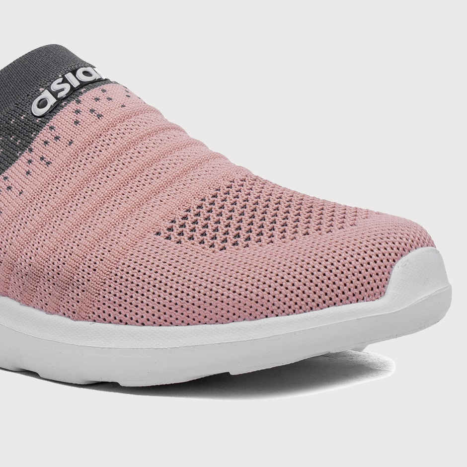 Asian Women s Elasto-02 Grey Pink Laceless Shoes | UK-6