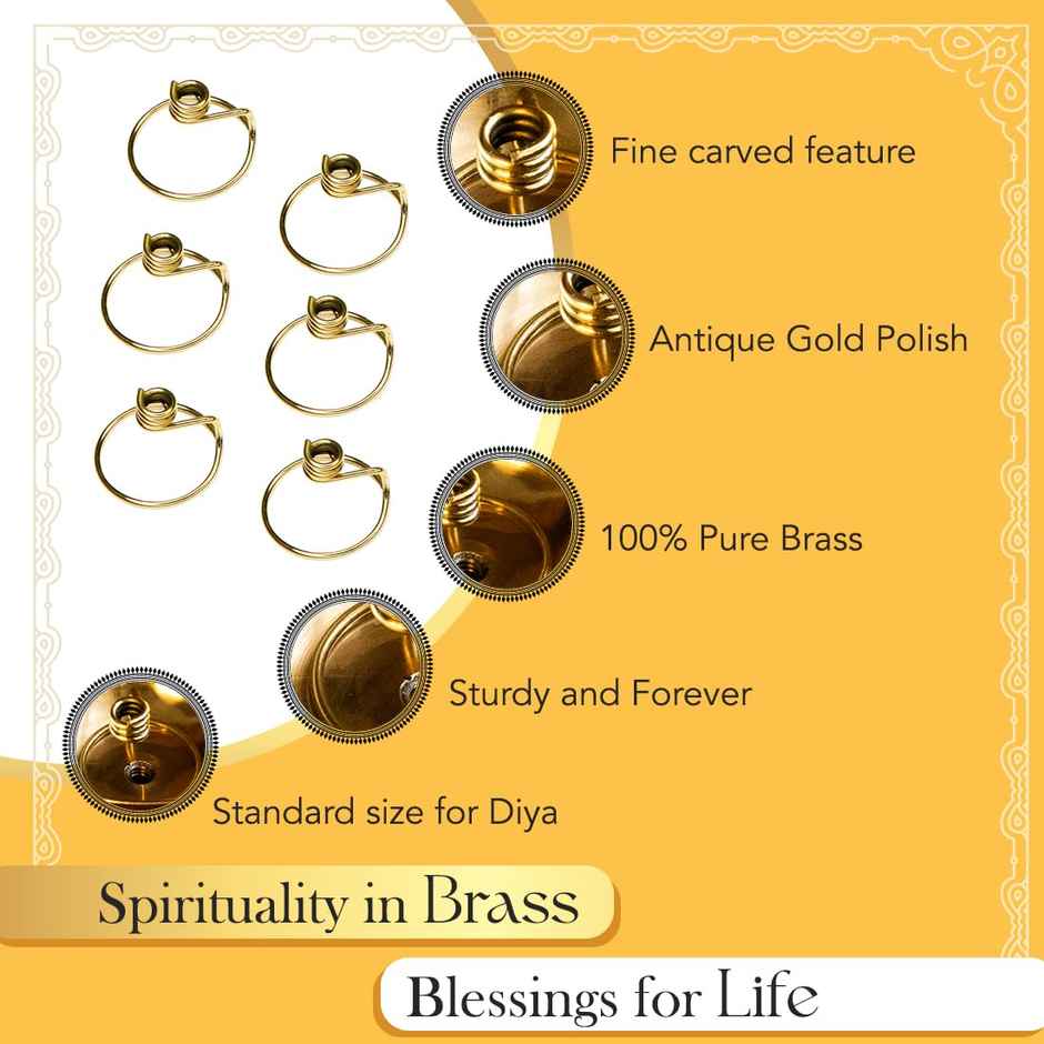 Ekhasa Pure Brass Wick Holders For Oil Lamp | Deepam Stand, Vilakku Thiri Holder