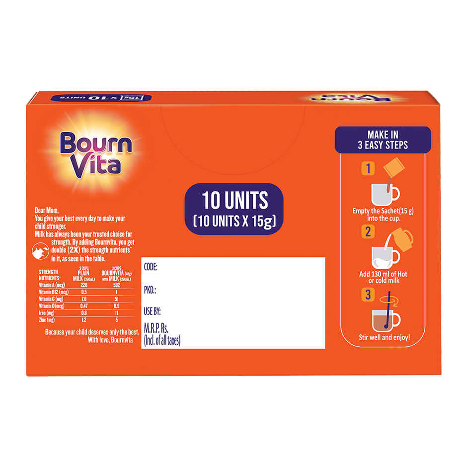 Bournvita Chocolate Nutrition Drink | Pack of 10 Sachets