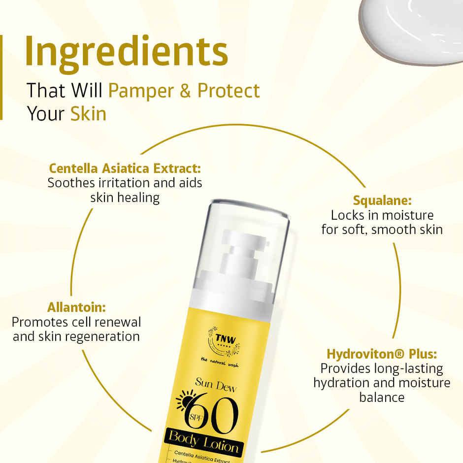 Sun Dew SPF 60 Body Lotion | PA+++ UVA/UVB & Blue Light Protection | Centella & Squalane