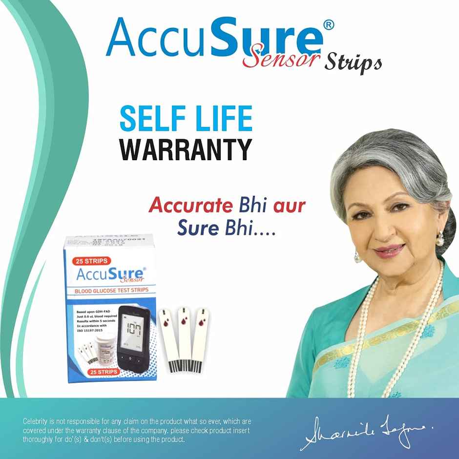 AccuSure Sensor Blood Glucose Test Strip (Only Strip)