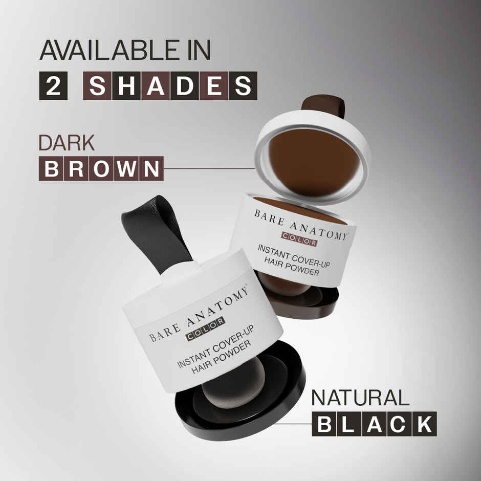 Bare Anatomy Instant Cover-Up Hair Powder | 100% Instant Grey Coverage | Black Color Hair Powder