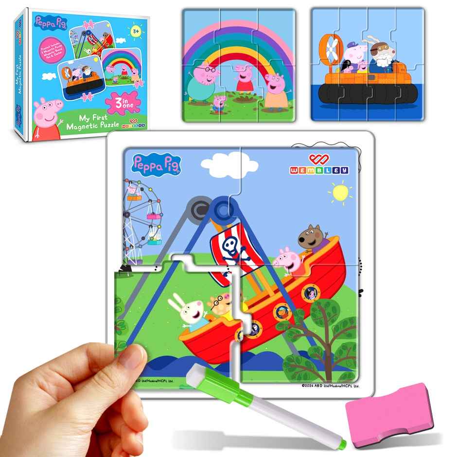 Wembley Peppa Pig - 3 in 1 Jigsaw Magnetic Puzzle for Kids DIY Creative Activity Set | Multi