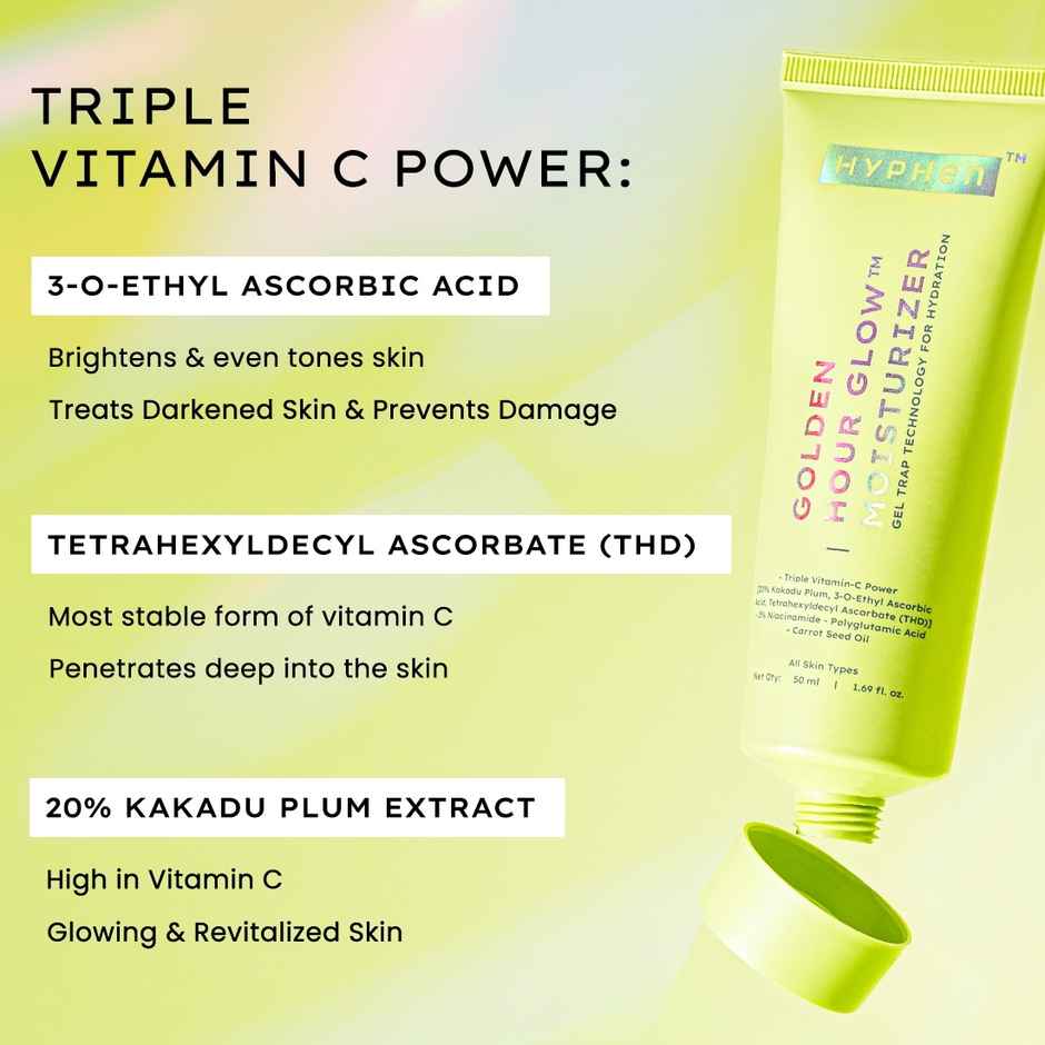 Hyphen Golden Hour Glow Face Moisturizer | Brighter Skin With Triple Vitamin C And 3% Niacinamide Combo    